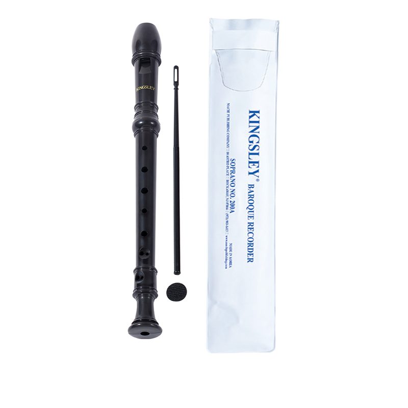 Baroque-Kingsley-Kolor®-Recorder-Black-With-Flap-Bag-Cleaning-Rod-And-Adhesive-Coin