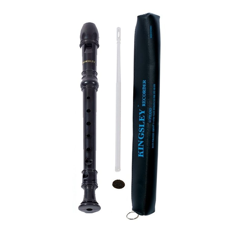 German-Kingsley-Kolor®-Recorder-Black-With-Black-Zipper-Bag-Cleaning-Rod-And-Adhesive-Coin